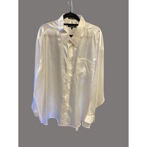 Daniel Ellissa Mens White Satin Button-Up Shirt Size 19.5 36/37 CB01 N